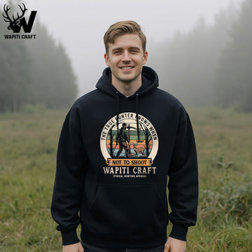 True Hunter Knows When Not To Shoot Hoodie Ethical Hunting Quote Retro Design by Wapiti Craft
