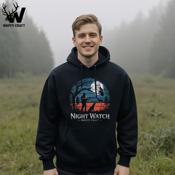 Night Hunt Hoodie Midnight Hunter Memories with Owl and Dog in the Forest Wapiti Craft