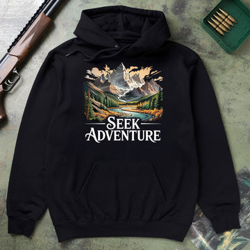 Seek Adventure Graphic Tee, Adventure Shirt For Men, Mountain Exploration Outdoors Shirt, Gift For Adventurers, Wapiti Craft Hoodie