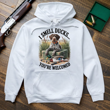 Dog Smell Ducks Graphic Tee, Funny Duck Hunting Shirt For Men, You’re Welcomed Waterfowl Gift, Gift For Duck Hunters, Wapiti Craft Hoodie