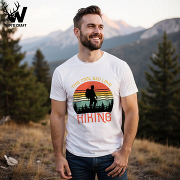 Cool Dad Hiking Shirt – Retro Sunset Hiker Father’s Day T-Shirt