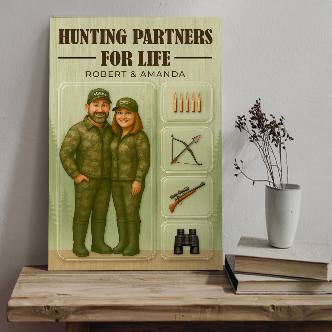 Custom Hunting Partners for Life Canvas, Personalized Outdoor Couple Wall Art, Perfect Gift for Him or Her, Anniversary or Wedding Gift, Wapiti Craft Canvas