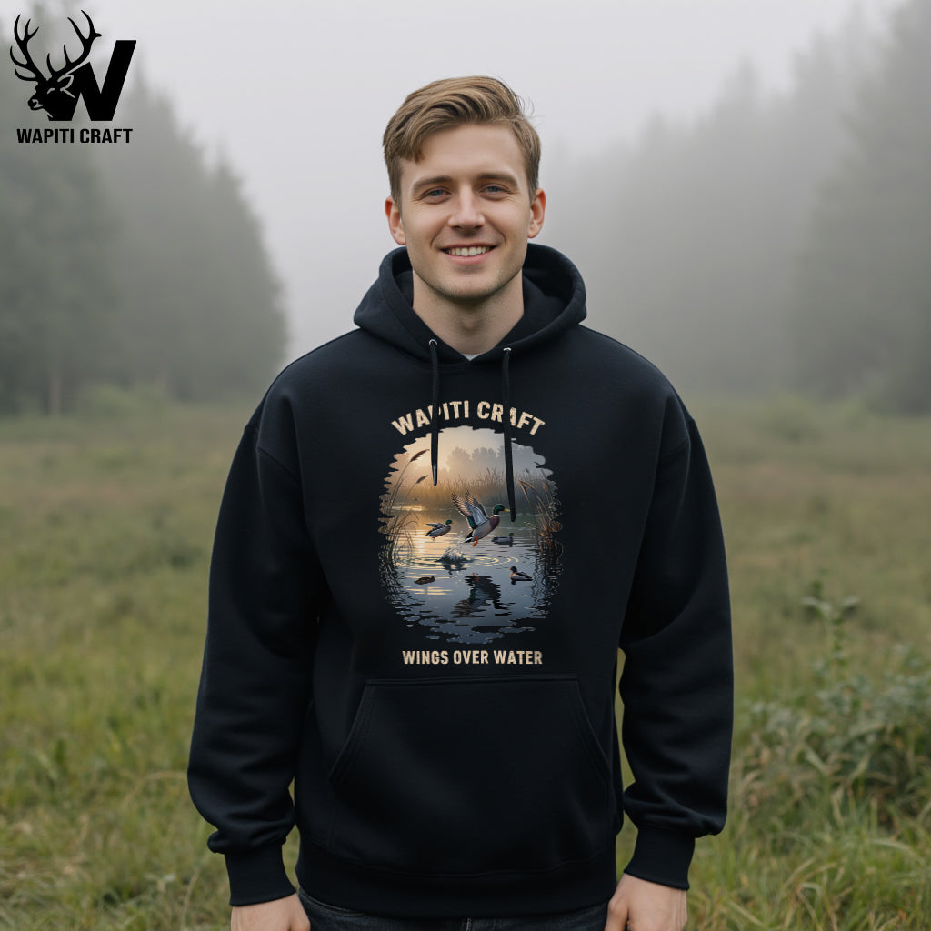 Wings Over Water Hoodie Celebrate the Serenity and Flight of Duck Hunting at Dawn - Wapiti Craft