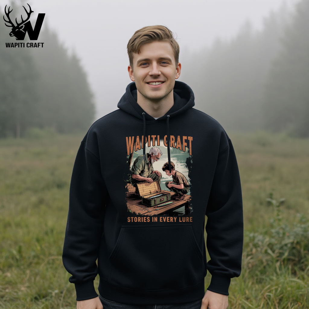 Stories in Every Lure Hoodie Grandpa and Grandson Fishing Memories Gift For Grandpa Wapiti Craft