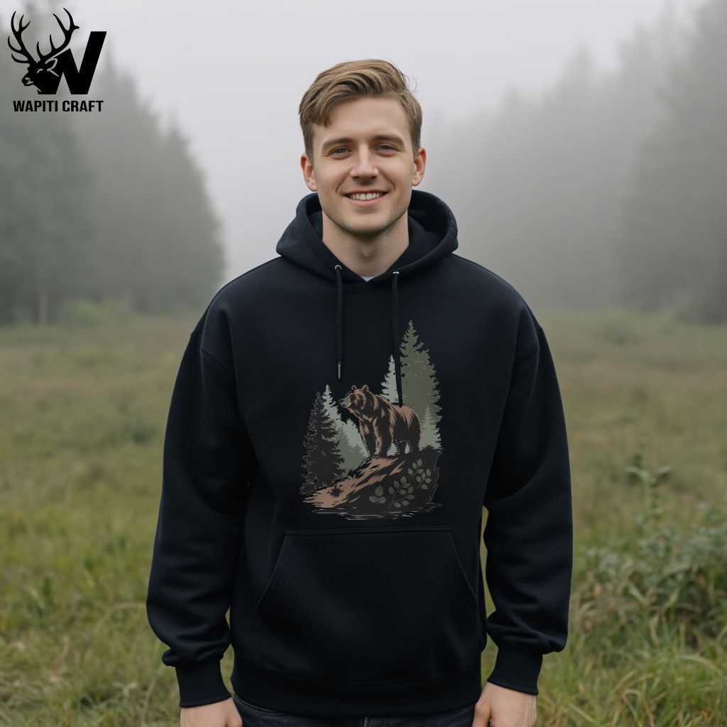Silent Guardian Hoodie Wilderness Bear Minimal Nature Scene – Wapiti Craft