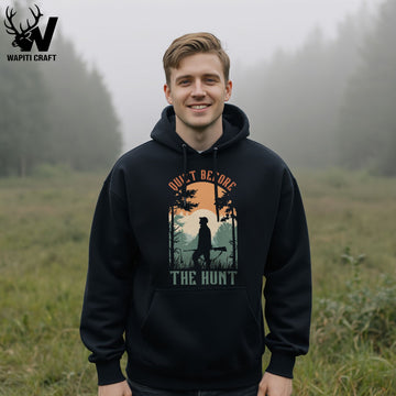 Quiet Before The Hunt Hoodie Vintage Hunting Silence Scene For Outdoorsmen - Wapiti Craft