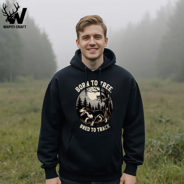Coonhound Tracking Hoodie Born to Tree, Bred to Track, Classic Loyal Companion for Night Hunters - Wapiti Craft