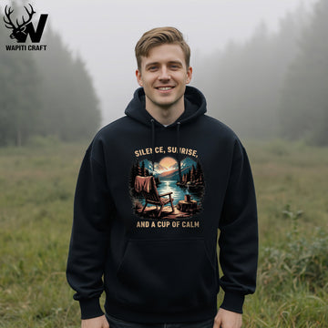 Cup of Calm Hoodie Sunrise Serenity Outdoor Nature Scene - Wapiti Craft