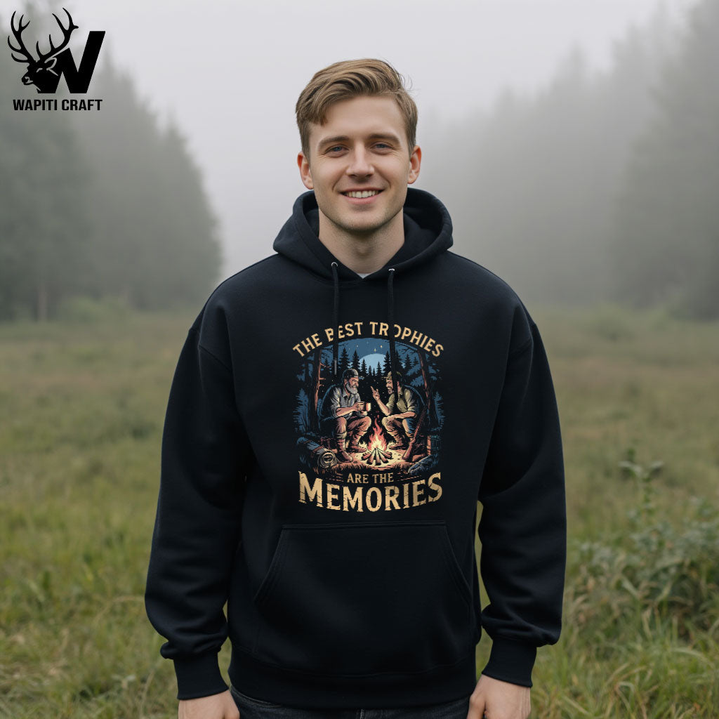 The Best Trophies Are the Memories Hoodie  Father And Son Bond Forged on the Hunt Gift For Dad - Wapiti Craft