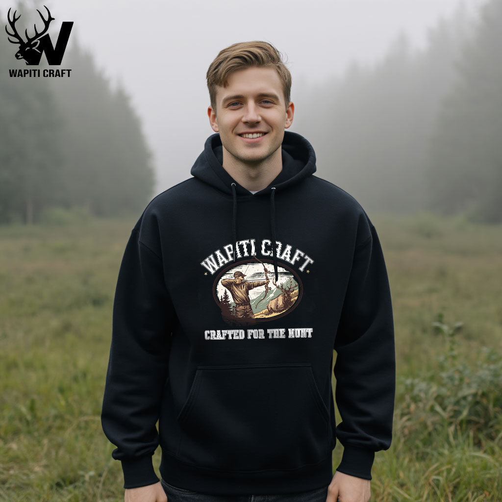 Crafted for the Hunt Hoodie Traditional Bowhunting Scene for Skilled Hunters - Wapiti Craft