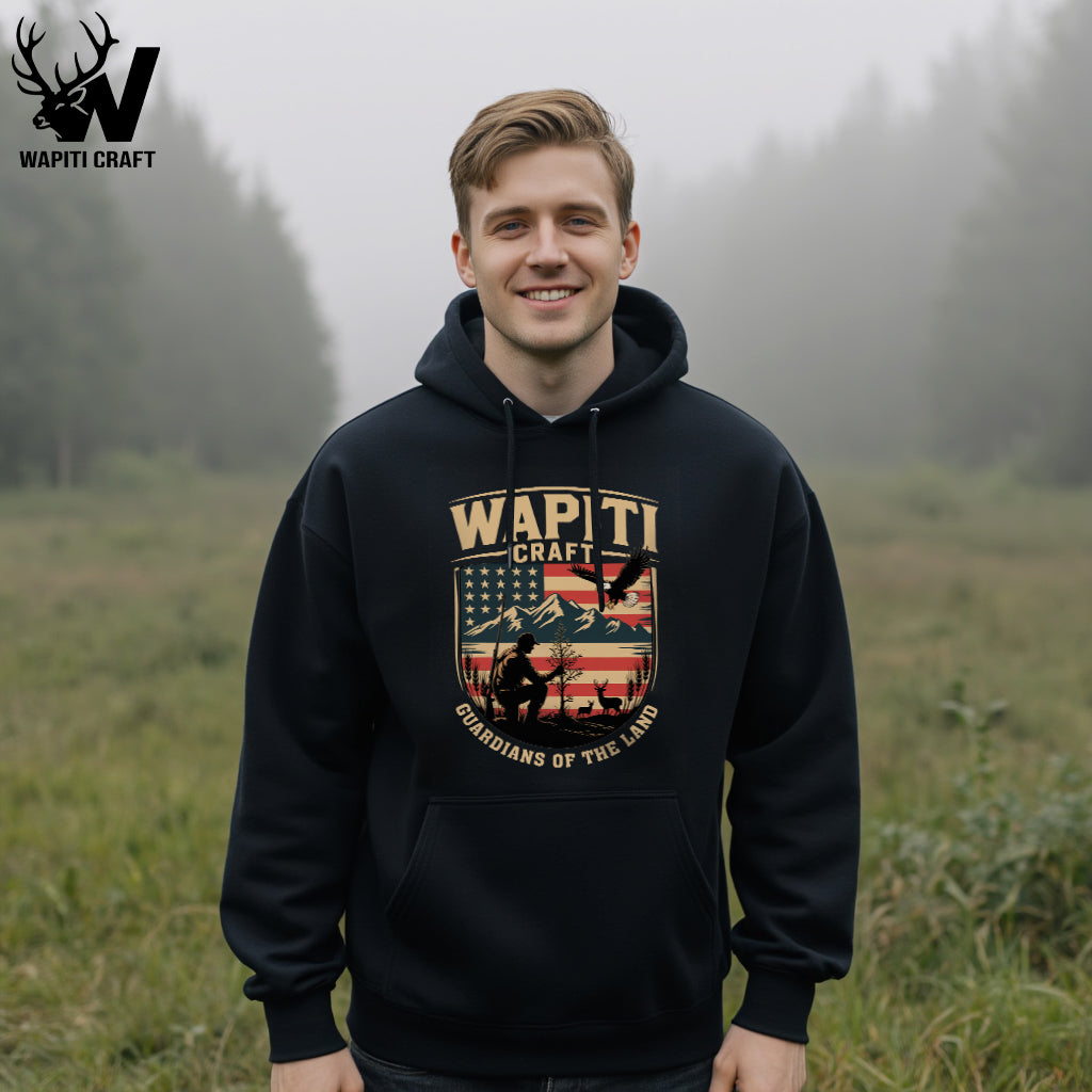Guardians of the Land Hoodie  Pride, Hunting Spirit, Love for the Wild, and American Patriotism – Wapiti Craft