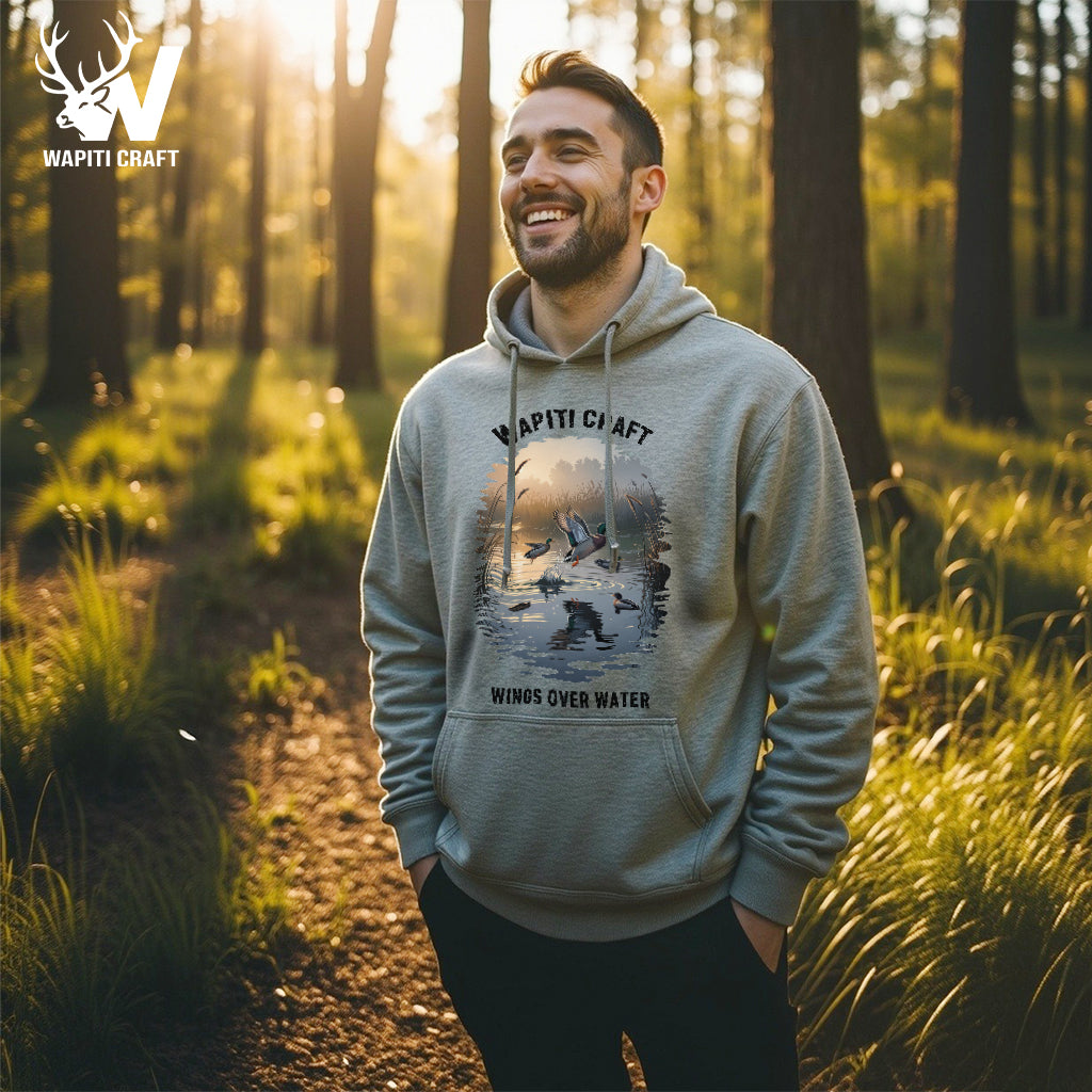 Wings Over Water Hoodie Celebrate the Serenity and Flight of Duck Hunting at Dawn - Wapiti Craft