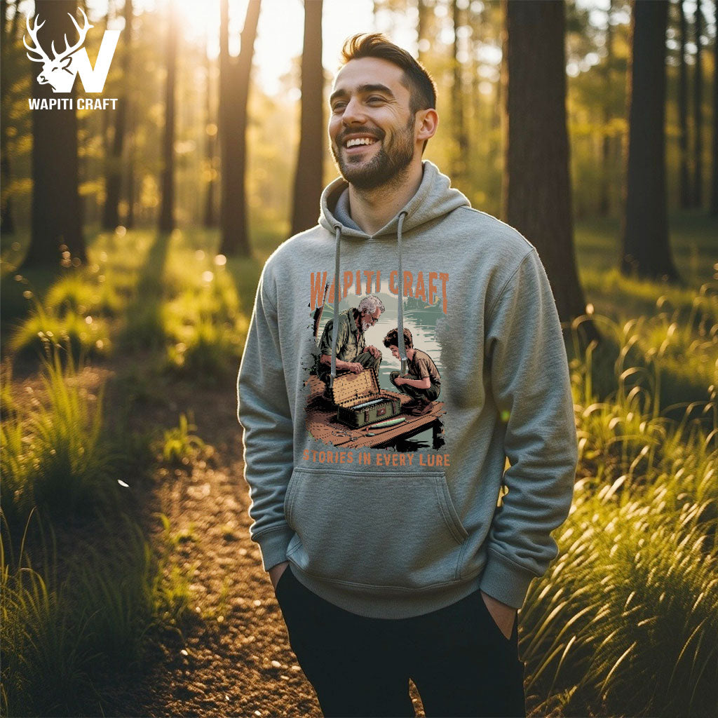 Stories in Every Lure Hoodie Grandpa and Grandson Fishing Memories Gift For Grandpa Wapiti Craft