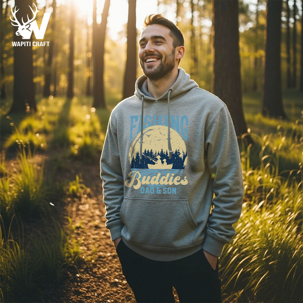 Dad And Son Fishing Buddies Hoodie Fishing Memories Gift For Dad - Wapiti Craft