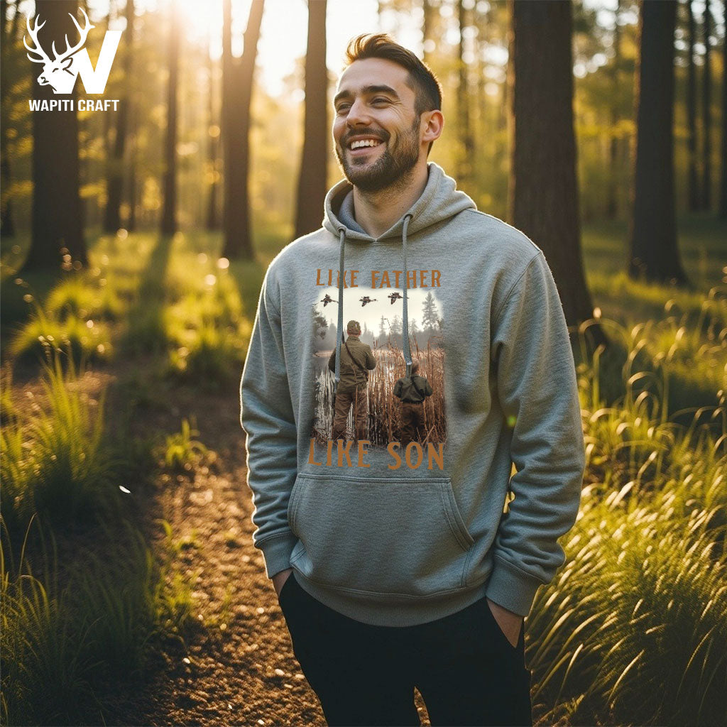 Like Father Like Son Hoodie Duck Hunting Memories With Father Gift For Dad - Wapiti Craft