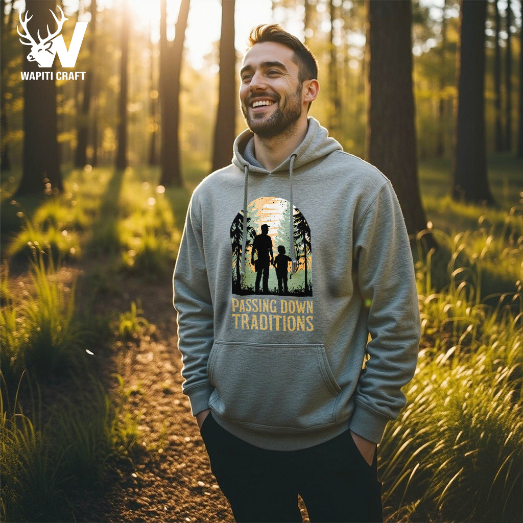Passing Down Traddition Hunting Hoodie Pass Down From Father To Son Gift For Father - Wapiti Craft