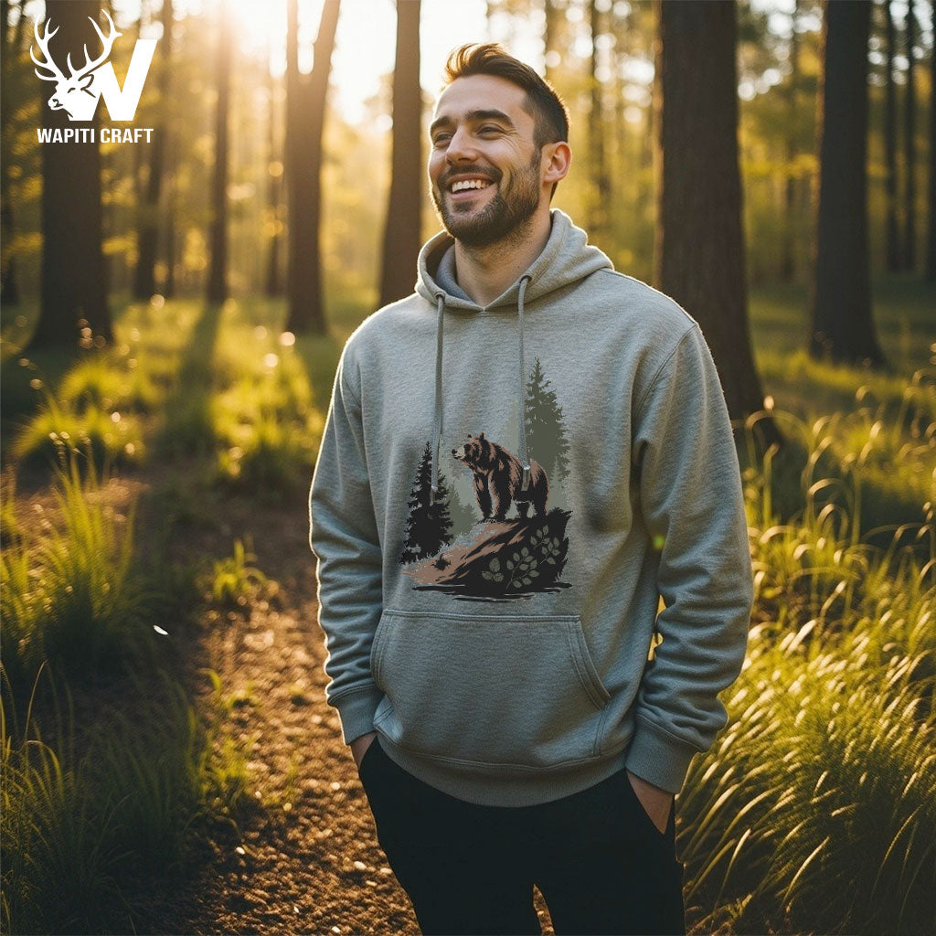 Silent Guardian Hoodie Wilderness Bear Minimal Nature Scene – Wapiti Craft