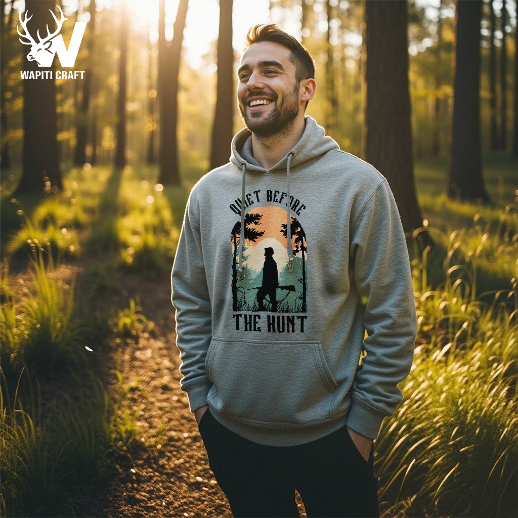 Quiet Before The Hunt Hoodie Vintage Hunting Silence Scene For Outdoorsmen - Wapiti Craft