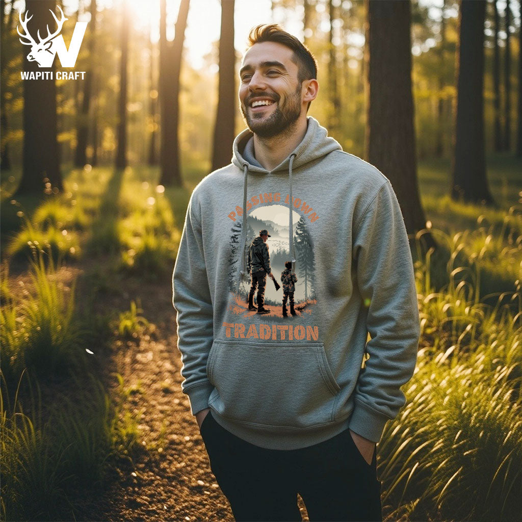 Passing Down Tradition Hoodie Father Son Hunting Legacy Gift For Dad - Wapiti Craft
