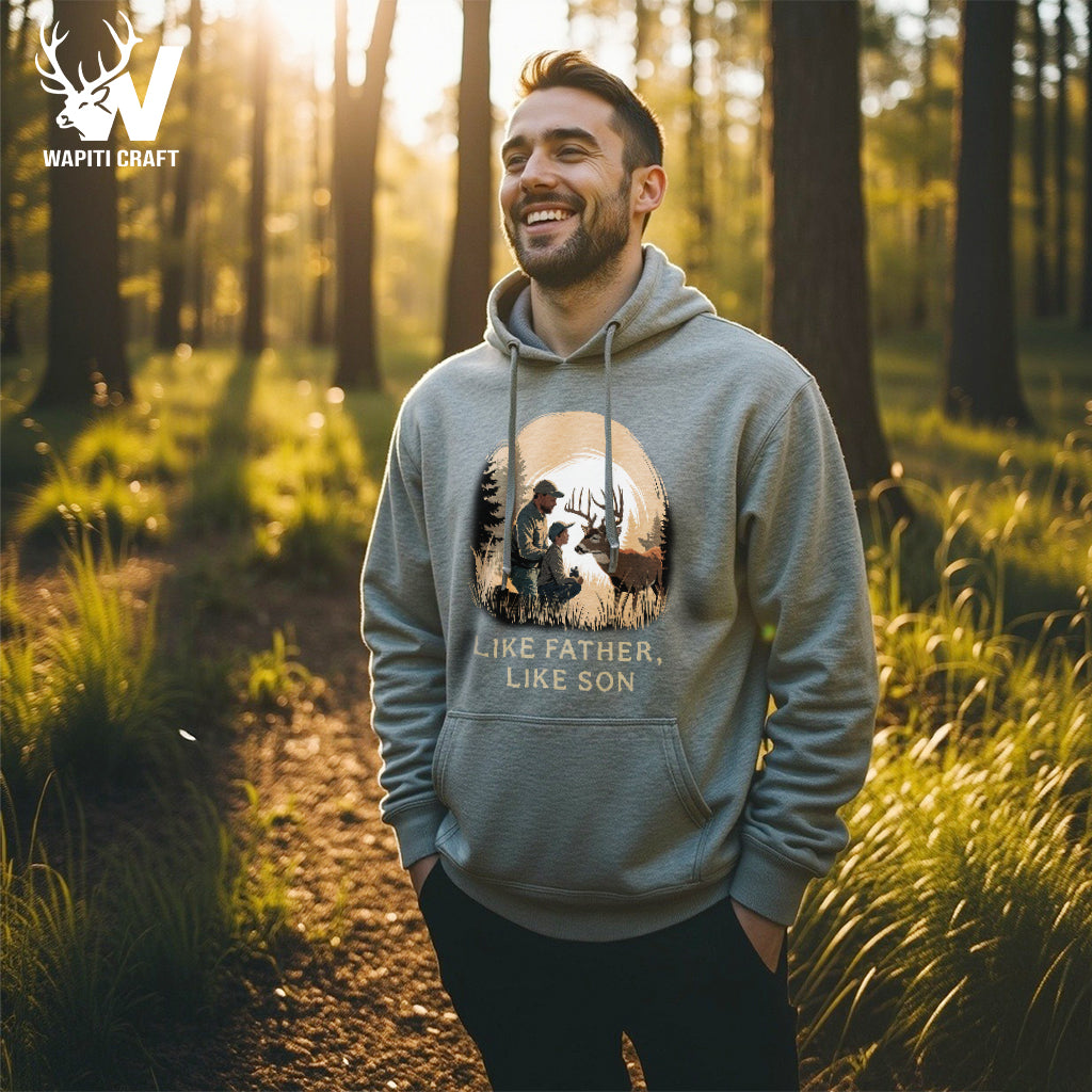 Like Father Like Son Hunting Hoodie Father and Son Deer Hunt Moment Gift for Dad by Wapiti Craft