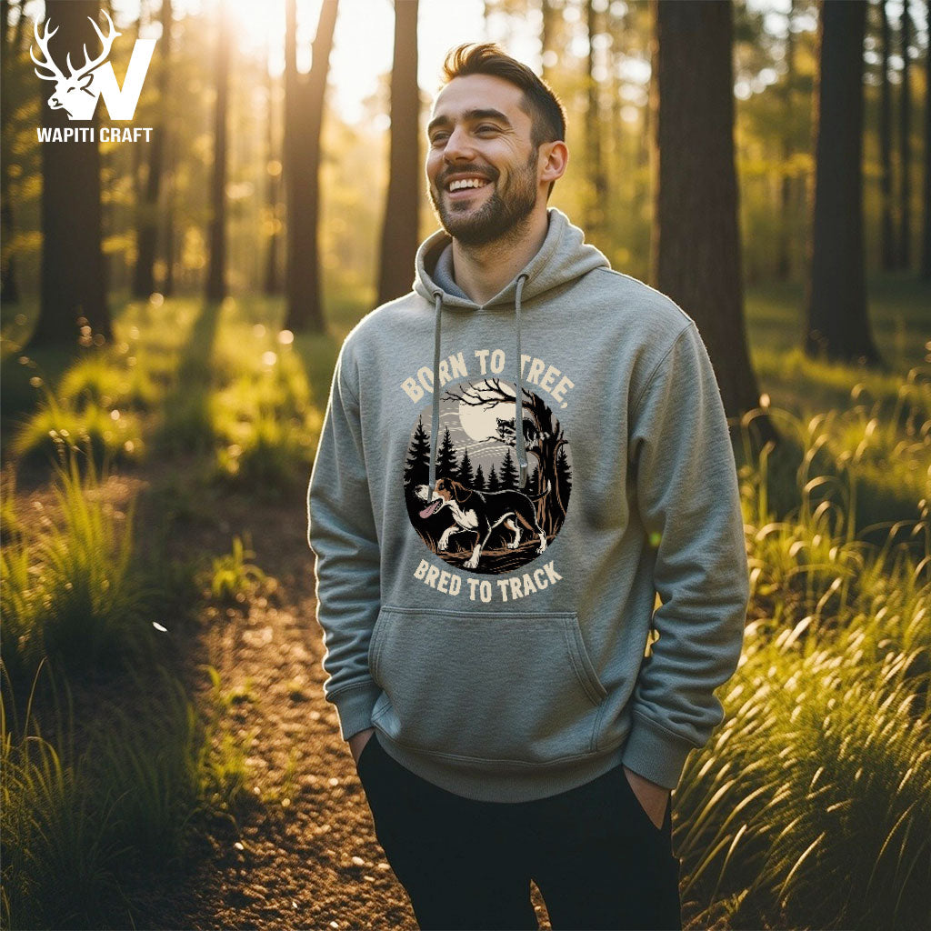 Coonhound Tracking Hoodie Born to Tree, Bred to Track, Classic Loyal Companion for Night Hunters - Wapiti Craft