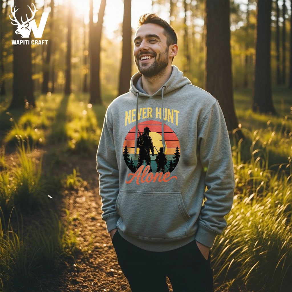 Never Hunt Alone Hoodie Father and Son Hunting Memories Gift for Dad – Wapiti Craft