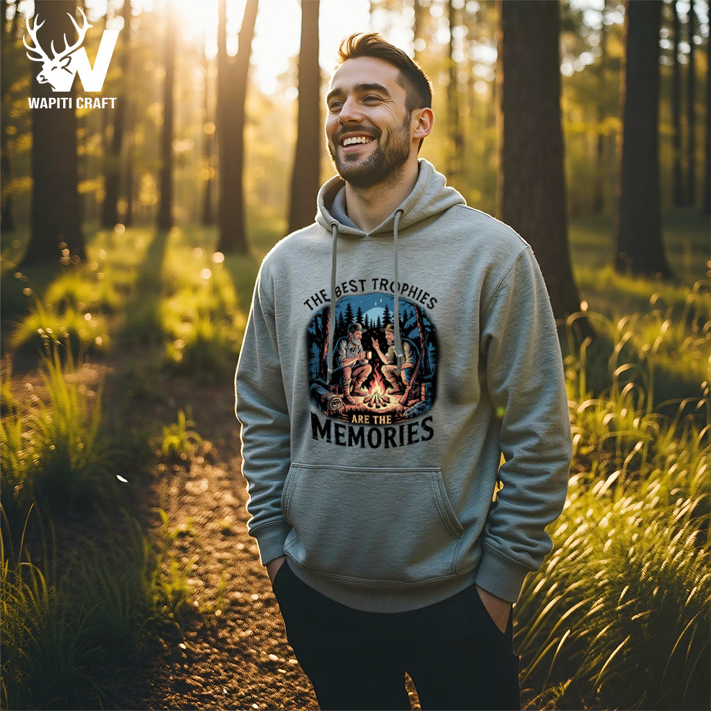 The Best Trophies Are the Memories Hoodie  Father And Son Bond Forged on the Hunt Gift For Dad - Wapiti Craft