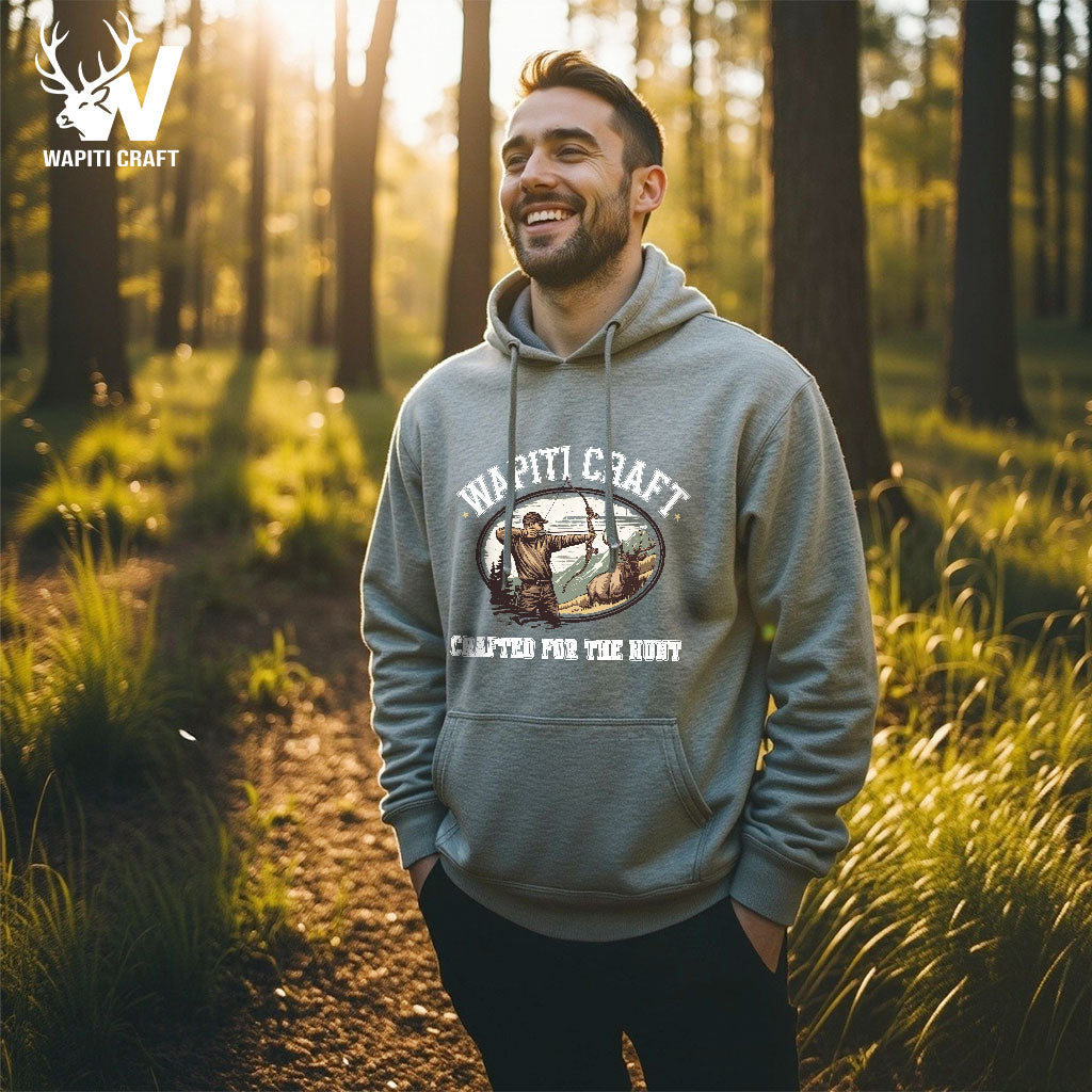 Crafted for the Hunt Hoodie Traditional Bowhunting Scene for Skilled Hunters - Wapiti Craft