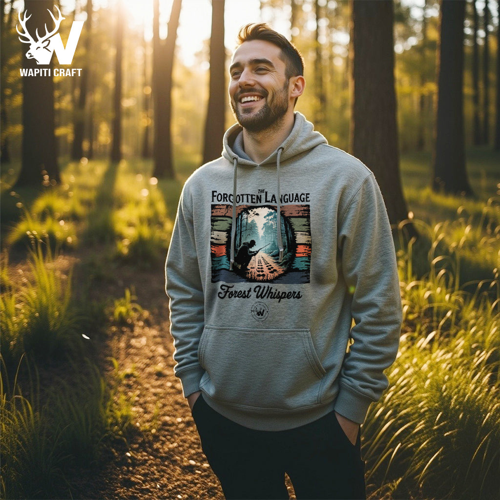 The Forgotten Language Hoodie Forest Whispers Design for Nature Lovers and Quiet Hunter - Wapiti Craft