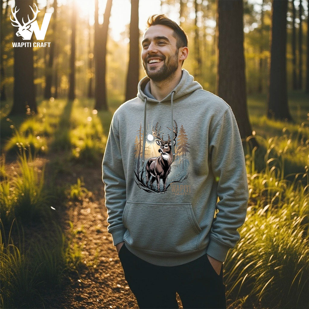 Majestic Buck Hoodie Bold Wilderness Deer Design, Hunter’s Pride – Wapiti Craft