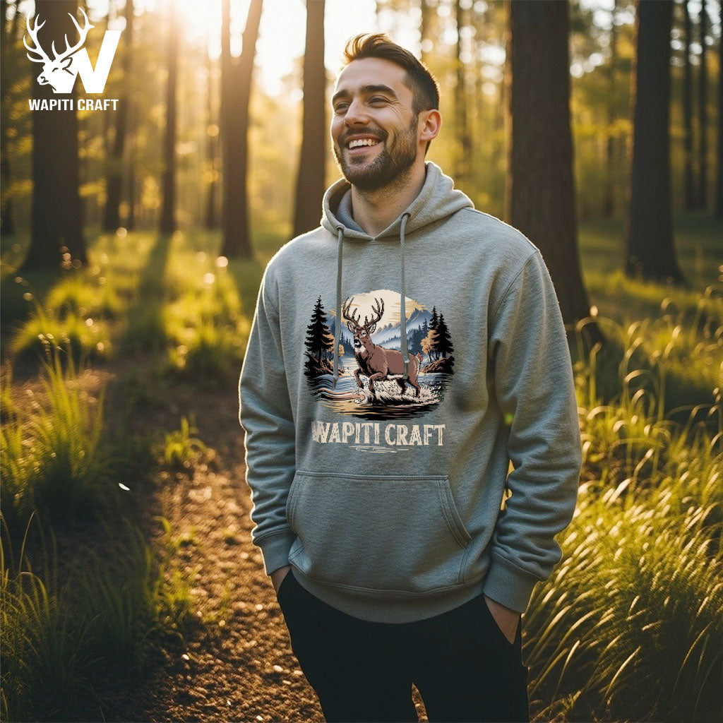 Majestic Buck Wilderness Hoodie Majesty and Pride in the Forest - Wapiti Craft