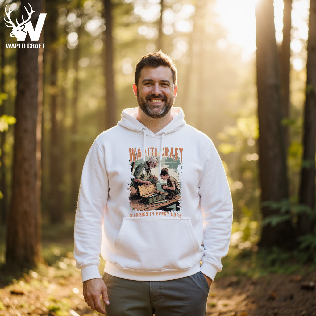 Stories in Every Lure Hoodie Grandpa and Grandson Fishing Memories Gift For Grandpa Wapiti Craft