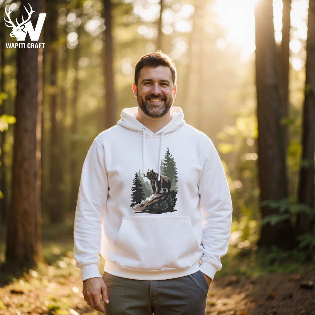 Silent Guardian Hoodie Wilderness Bear Minimal Nature Scene – Wapiti Craft
