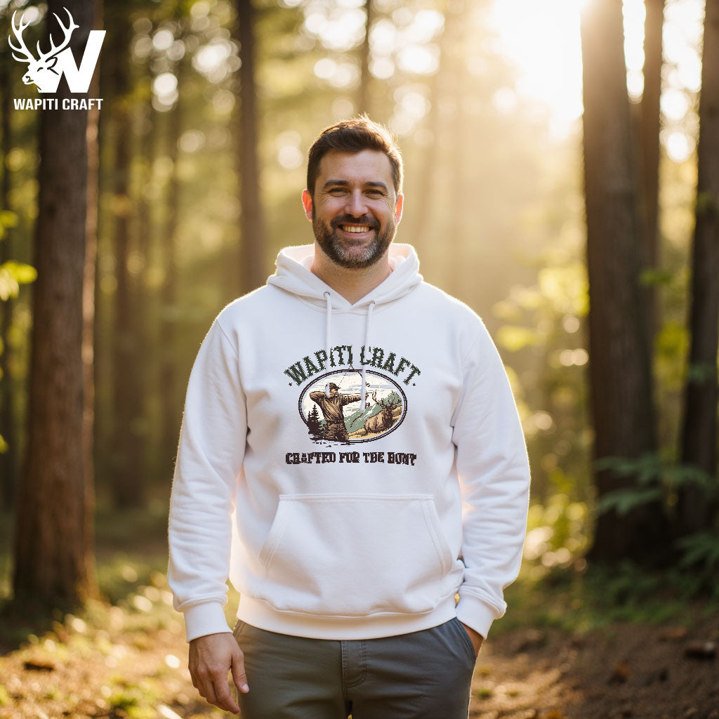 Crafted for the Hunt Hoodie Traditional Bowhunting Scene for Skilled Hunters - Wapiti Craft