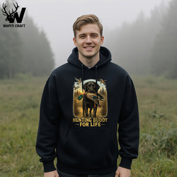Hunting Buddy for Life Duck Dog Hoodie Black Lab Retriever Loyal Buddy - Wapiti Craft