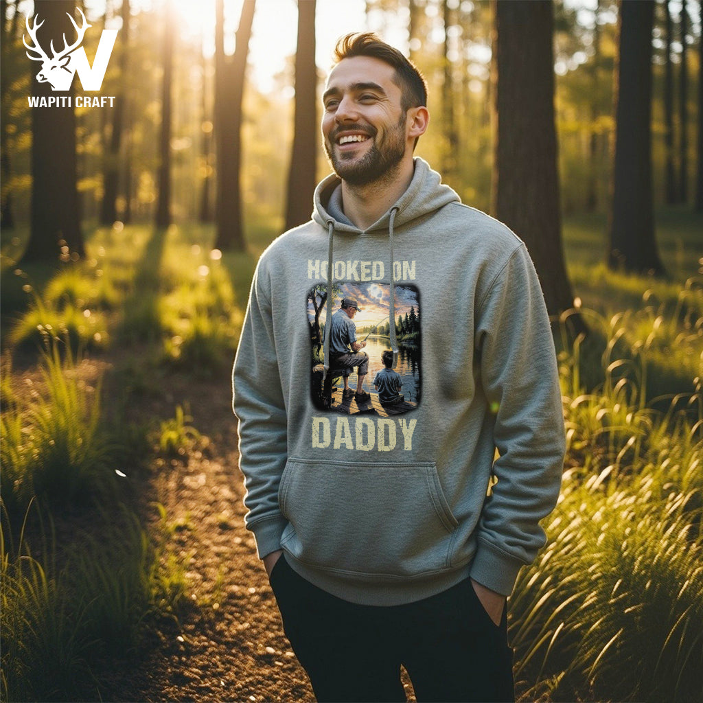 Fishing Buddy Hoodie for Dad & Son Hooked on Daddy Fathers Day - Wapiti Craft