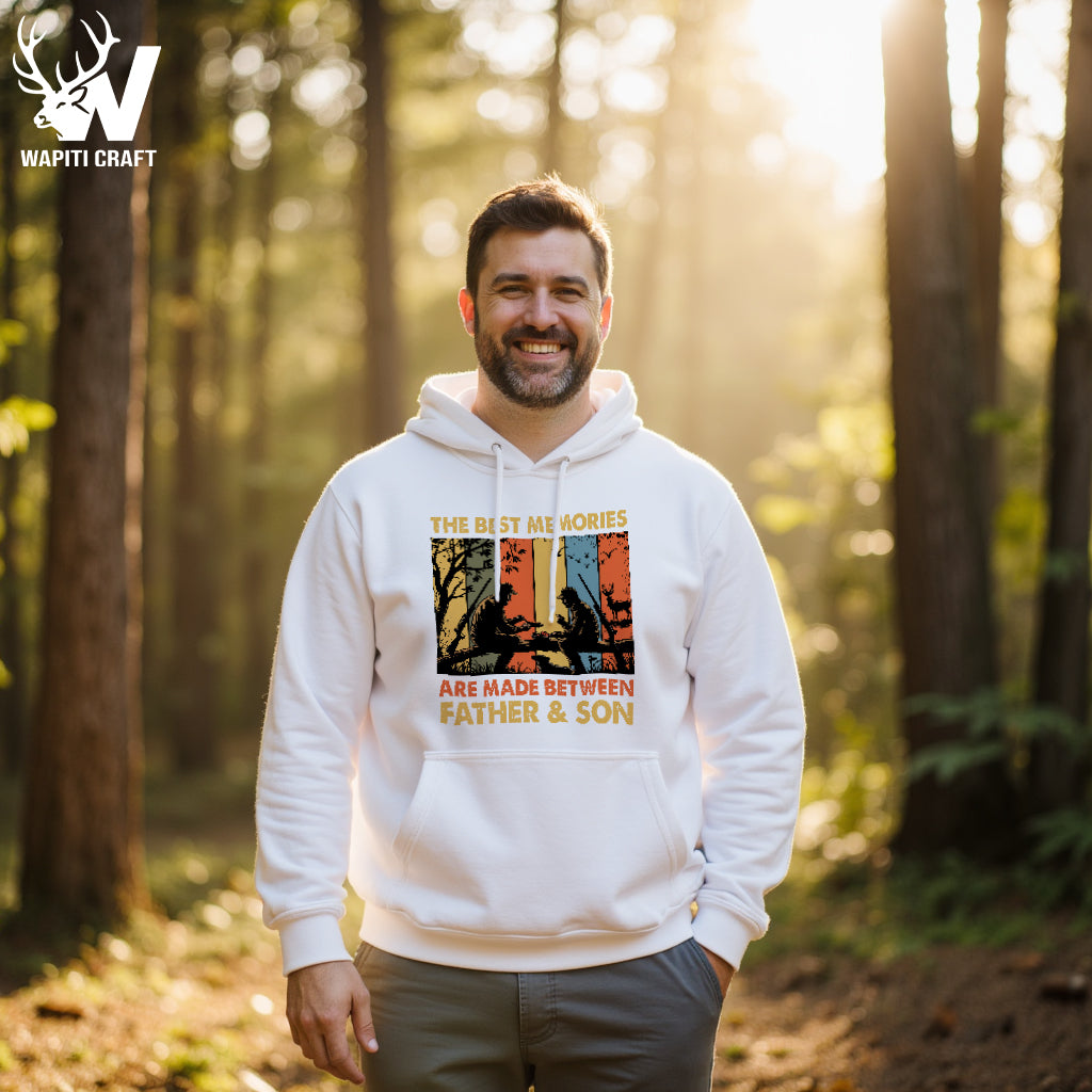 Best Moment Father and Son Hoodie Hunting Memories in the Woods  Gift for Dad - Wapiti Craft