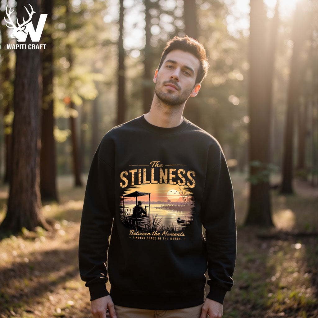 The Stillness Sweatshirt Peaceful Marsh Moments After the Hunt for Nature and Waterfowl Lovers - Wapiti Craft