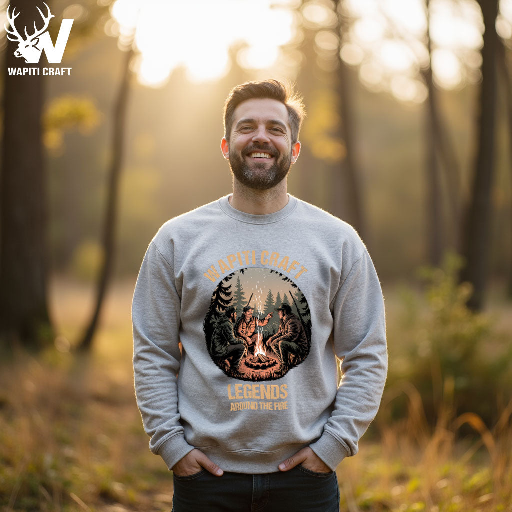 Legends Around the Fire Sweatshirt Memories and Tales Shared Across Hunting Generations - Wapiti Craft