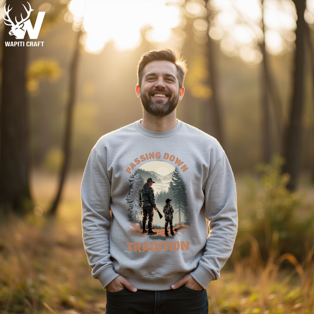 Passing Down Tradition Sweatshirt Father Son Hunting Legacy Gift For Dad – Wapiti Craft