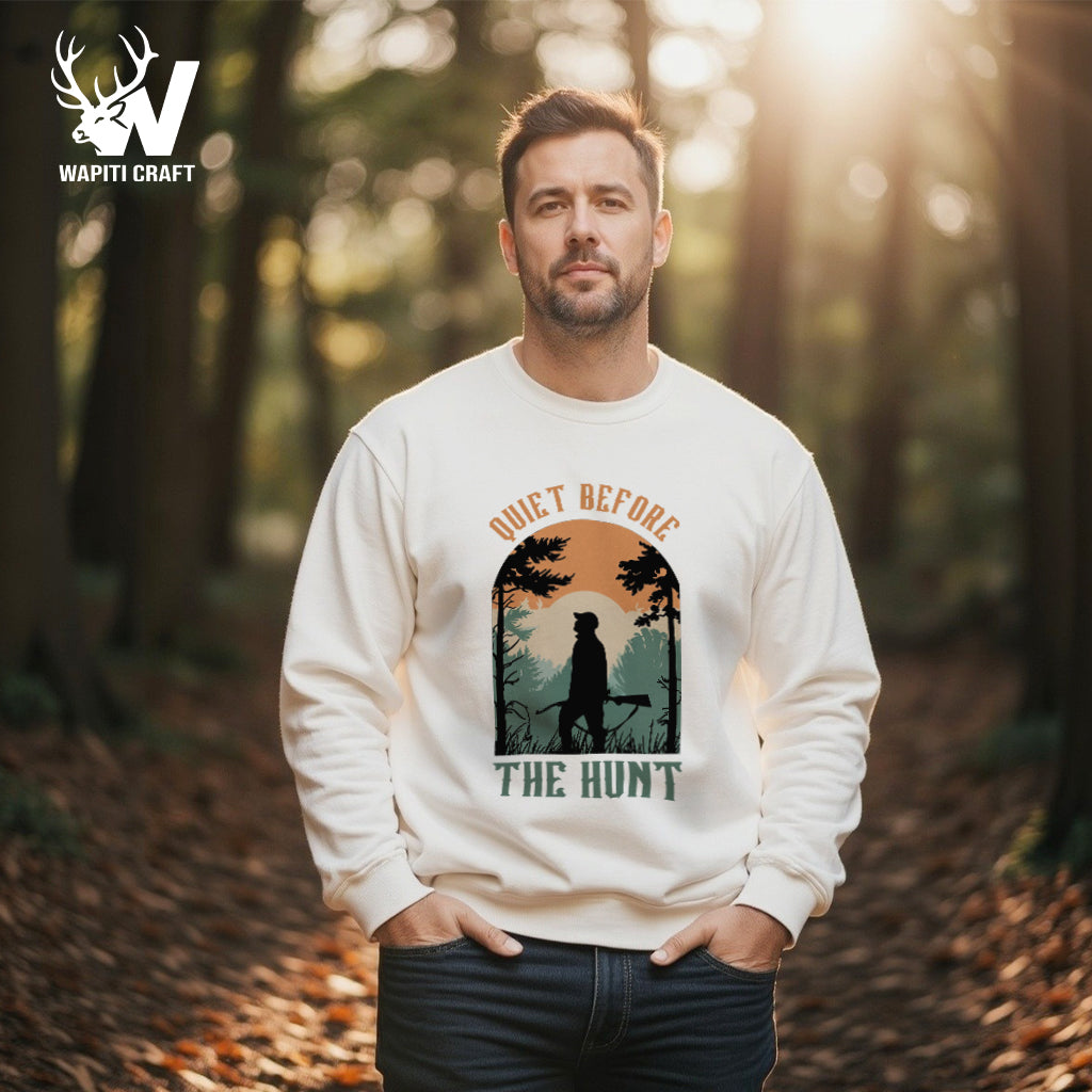 Quiet Before The Hunt Sweatshirt Vintage Hunting Silence Scene For Outdoorsmen - Wapiti Craft