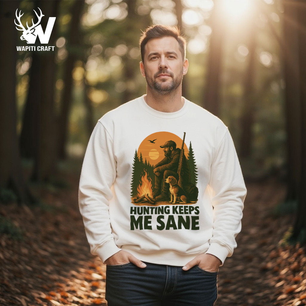 Hunting Keeps Me Sane Sweatshirt Sunset Calm After the Hunt for Nature Lovers - Wapiti Craft