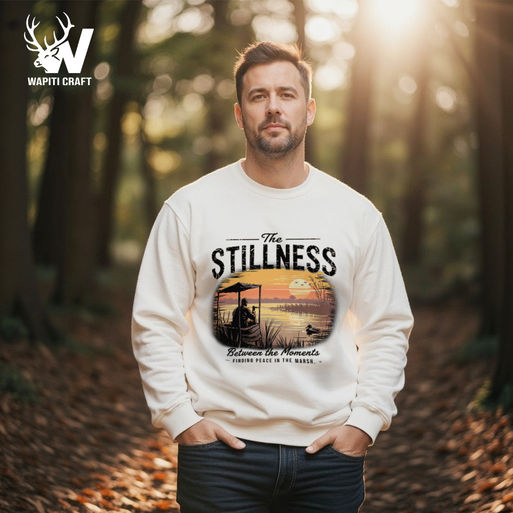 The Stillness Sweatshirt Peaceful Marsh Moments After the Hunt for Nature and Waterfowl Lovers - Wapiti Craft