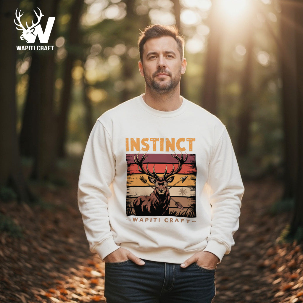 Elk Hunting Instinct Sweatshirt Retro Sunset Design with the Spirit and Pride of a Hunter – Wapiti Craft