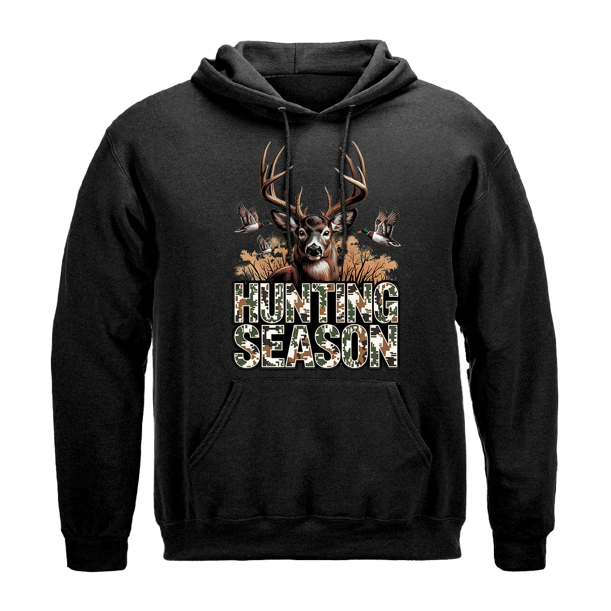 Deer And Duck Hunting Graphic Tee, Hunting Season Shirt For Men, Camo Style Outdoor Shirt, Gift For Hunters, Wapiti Craft Hoodie