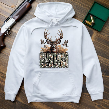 Deer And Duck Hunting Graphic Tee, Hunting Season Shirt For Men, Camo Style Outdoor Shirt, Gift For Hunters, Wapiti Craft Hoodie