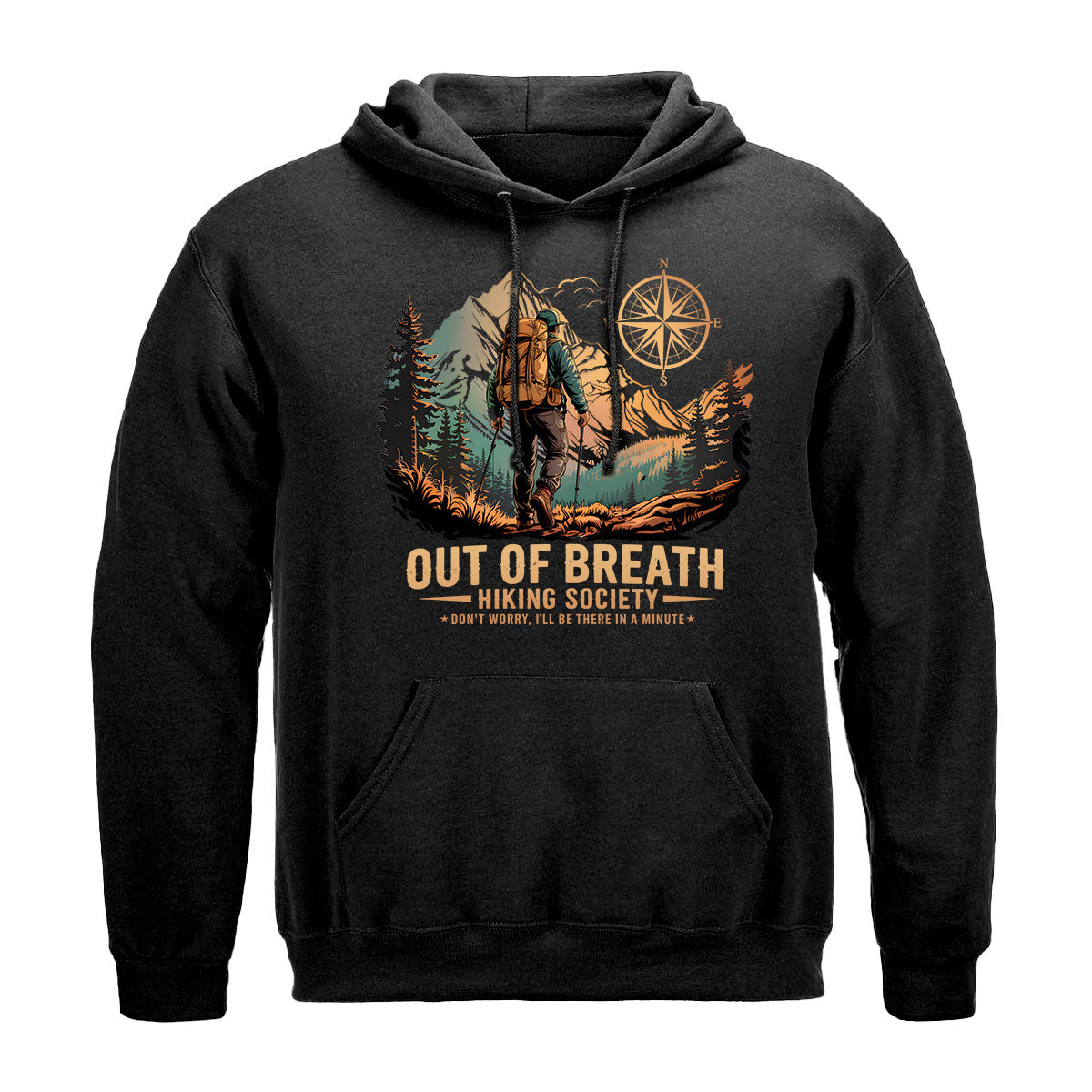 Out Of Breath Hiking Society Tee, Funny Hiking Shirt For Men, Outdoor Adventure Quote Shirt, Gift For Hikers, Wapiti Craft Hoodie