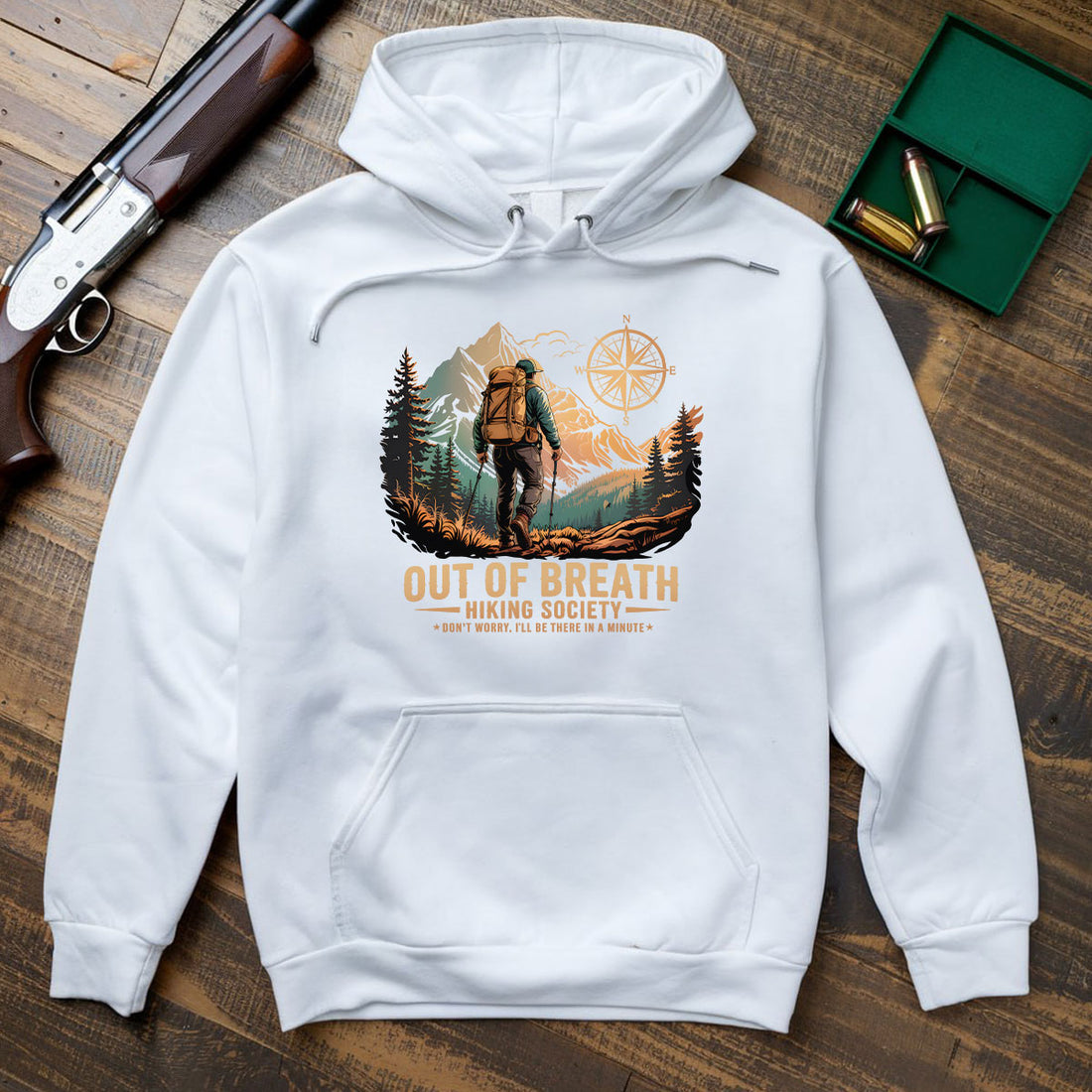 Out Of Breath Hiking Society Tee, Funny Hiking Shirt For Men, Outdoor Adventure Quote Shirt, Gift For Hikers, Wapiti Craft Hoodie