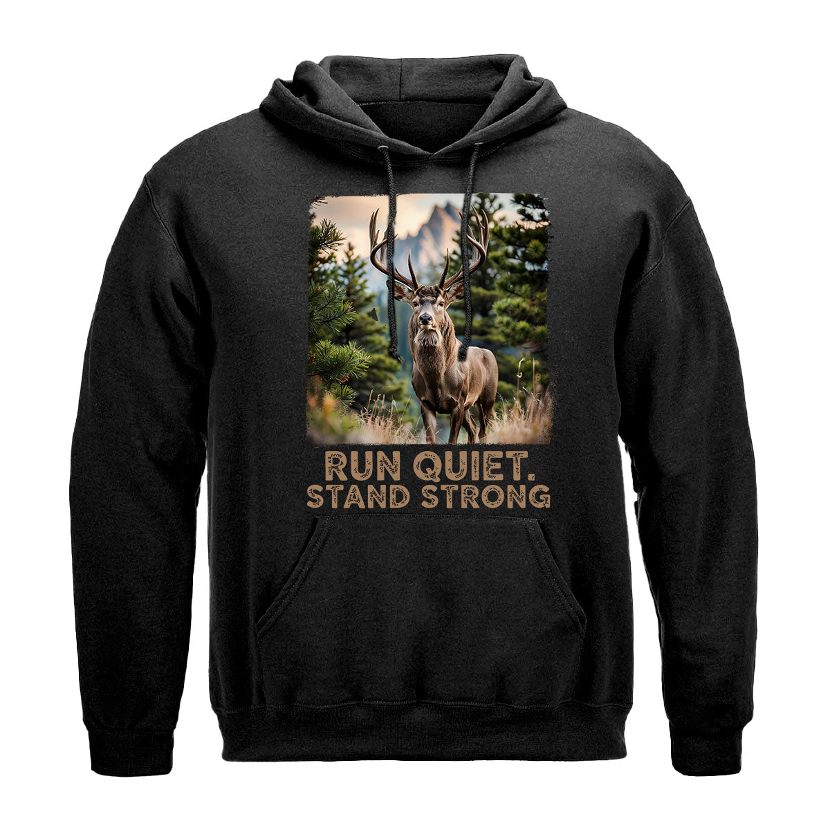 Run Quiet Stand Strong Graphic Tee, Deer Hunting Shirt For Men, Buck Deer Outdoor Shirt, Gift For Hunters, Wapiti Craft Hoodie