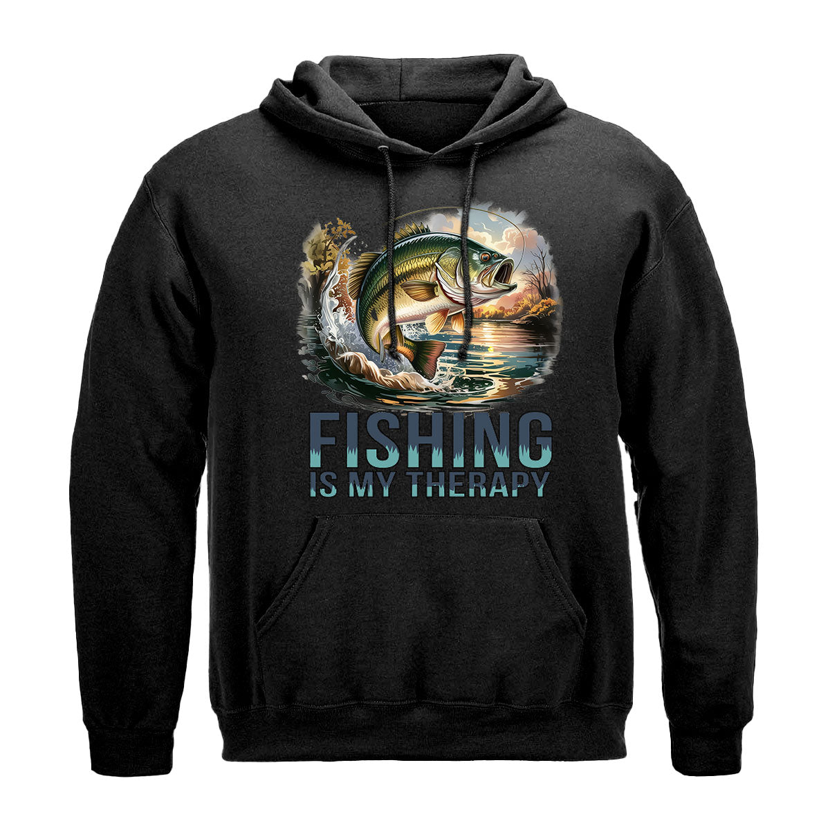 Fishing Is My Therapy Bass Tee, Fishing Shirt For Men, Outdoor Adventure Gift, Gift For Fishermen, Wapiti Craft Hoodie